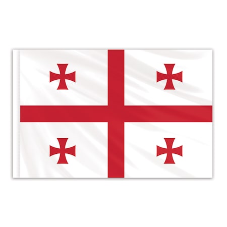 Global Flags Unlimited Georgia Country Indoor Nylon Flag 2'x3' with Gold Fringe 201875F